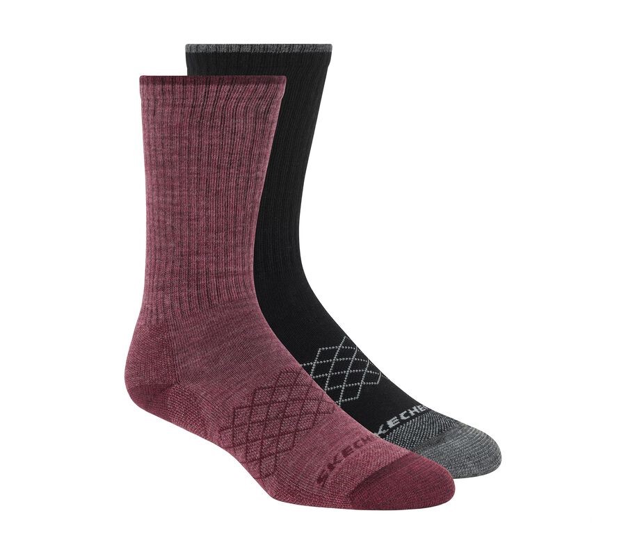 Crew-Socken Aus Merinowolle, 2er-Pack, Pink, Schwarz, Skechers